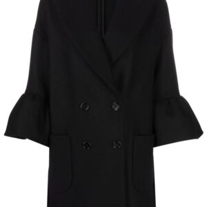 Ruffle Detail Flared Cuffs Pea Coat