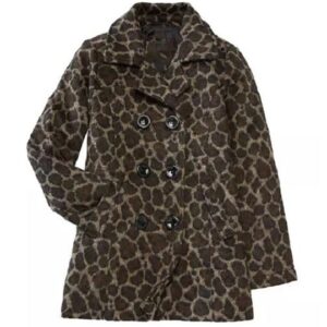 Kid’s Animal Print Brownish Peacoat