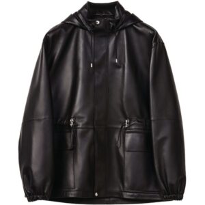 Baggy Black Leather Bomber Jacket