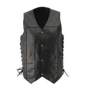Black ‘Side Laced’ Classic Leather Vest