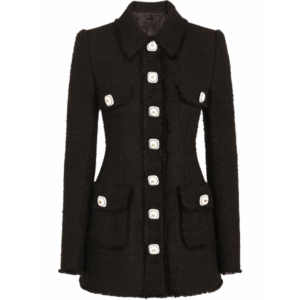 Women’s Black Tweed Single Breasted Jacket