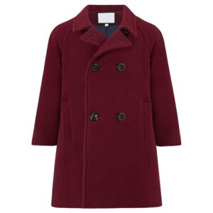 Kids Wool Blend Maroon Pea Coat