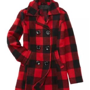 Kid’s Checkard Red Black Peacoat