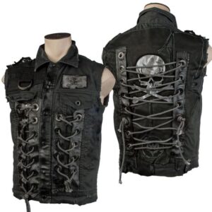 Custom Black Denim Vest