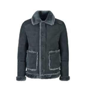 GREY FUR BOMBER AVIATOR WW2 STYLE LEATHER JACKET