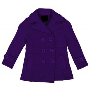 Girl’s Fleece Double Breasted Purple Pea Coat