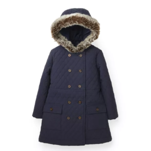 Girls’ Navy Quilted Peacoat
