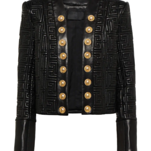 Lamb Quilted Black Leather Blazer