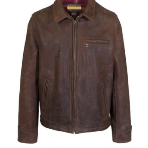 Brown Leather Biker Jacket