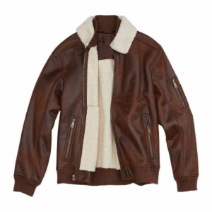 Men’s Shearling Lined Brown Bomber Jacket