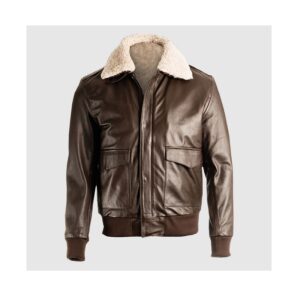 Men’s Brown Pilot Bomber Shearling Jacket