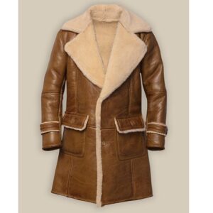 Men Light Brown Shearling Leather Coat