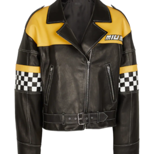 Men’s Belted Leather Biker Jacket