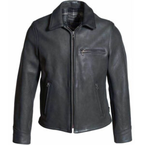 Mens Black Leather Deer-Touch Jacket