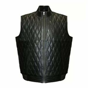 Men’s Hooded Black Leather Vest