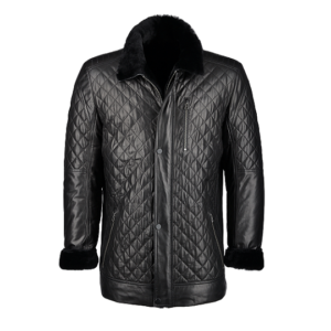 Men’s Leather Sheepskin Lined Black Coat