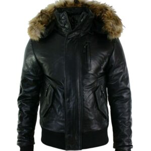 Men’s Puffer Fur Hooded Bomber Jacket