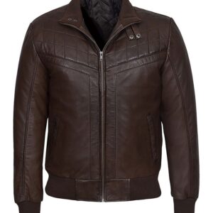 Men’s Quilted Brown Retro Bomber Jacket