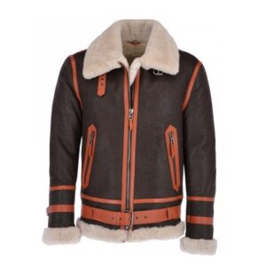 Mens Sheepskin Flying Brown Orange Jacket
