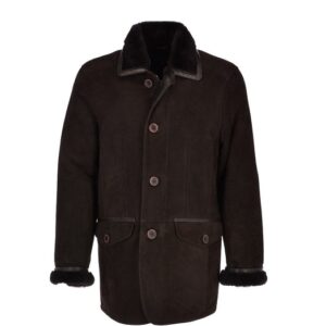 Mens Suede Dark Brown Coat