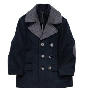 Navy Contrast Collar Wool Blend Peacoat