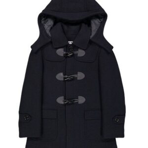 Navy Toggle Wool Blend Hooded Coat
