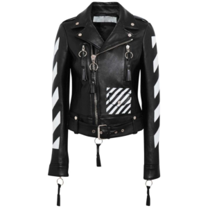 Paneled Leather Biker Jacket