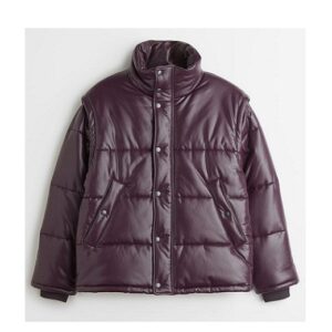 Quilted Grape Leather Puffer Flight Jacket