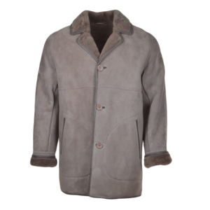 Sheepskin Suede Gray Military Coat