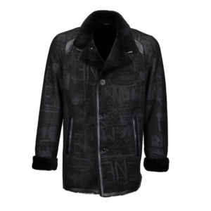 Single Breasted Graffiti Sheepskin Coat