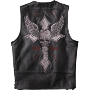 Skull Embroidery Motorcycle Vest