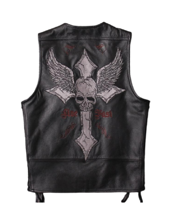 Skull Embroidery Motorcycle Vest