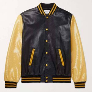 Slim Fit Leather Bomber Jacket