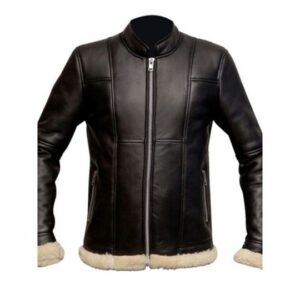 Men Slim Fit Biker Fur Black Jacket