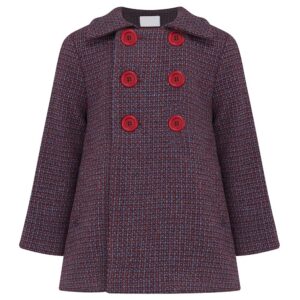 Kids Chequer Red & Blue Pea Coat