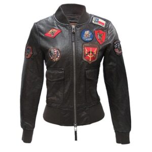 TOP GUN WOMEN’S VEGAN LEATHER BOMBER JACKET