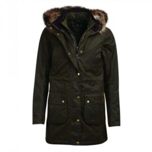 Thrunton Wax Olive Faux Fur Coat