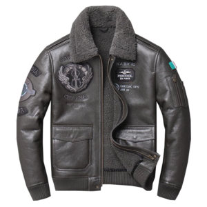 Top Gun Air Force Gray Leather Jacket
