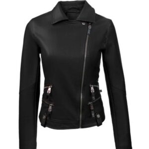 Top Gun Women’s Vegan Leather Side Swipe Moto Jacket