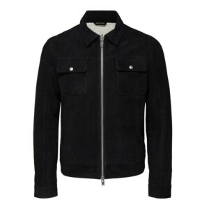 Two Way Zip Suede Motorcycle Jacket