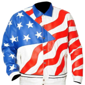 USA Flag Motorcycle Leather Jacket