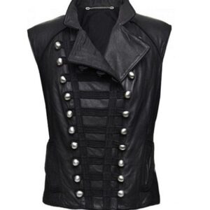 Women Military Style Leather Vest