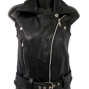 Women’s Black Biker Leather Vest