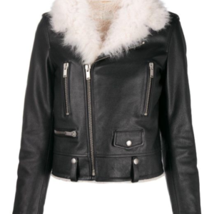 Women’s Black Biker Shearling Jacket