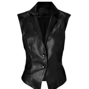 Women’s Button Closure Leather Vest