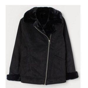 Women’s Faux Fur Collar Black Jacket