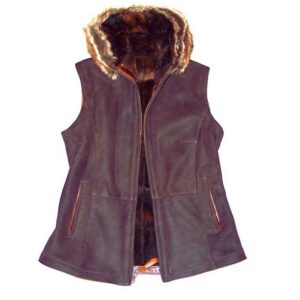 Womens Shearling Hooded Vest