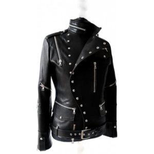 Zipped Biker Leather Jacket