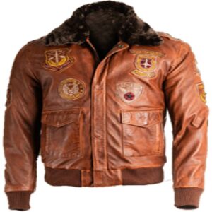 Men Brown Top Gun Shearling Jacket