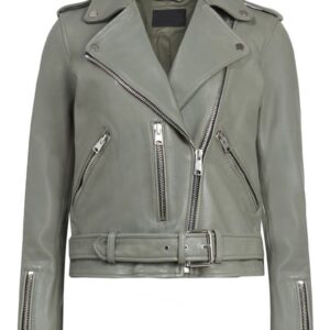 Grey Leather Motorcycle Jacket